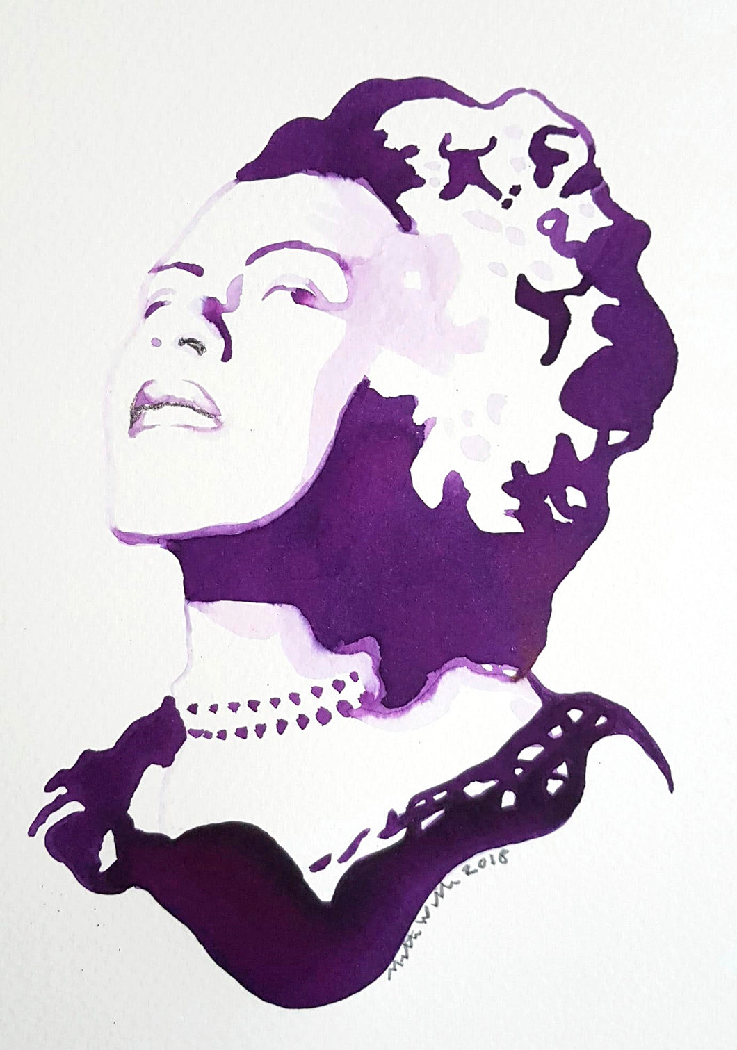 Billie Holiday - Signeret kunsttryk af Mette Wille (A3)
