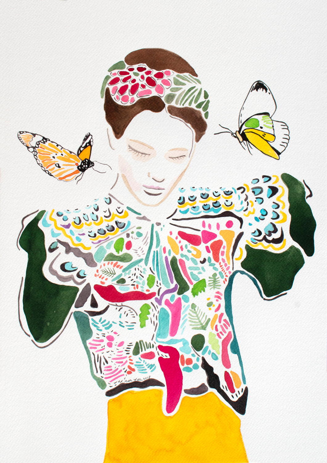 The Butterfly - Signeret kunsttryk af Mette Wille (A4)